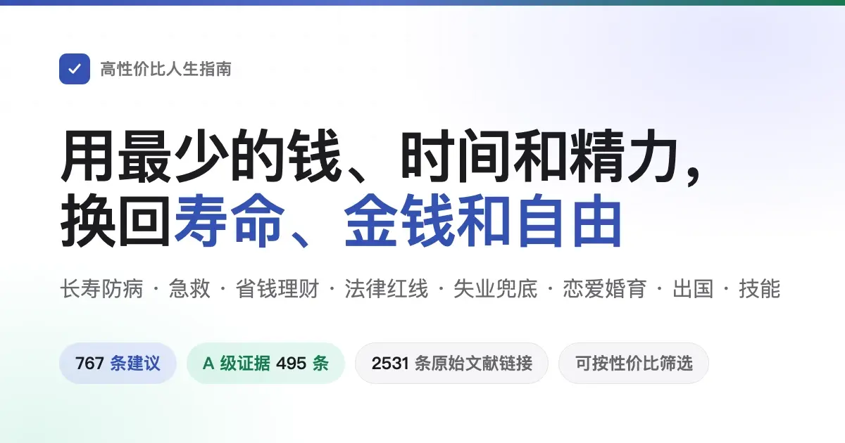 高性价比人生指南项目介绍图,统计数字对应本次整理时页面